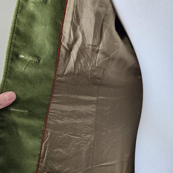 PINK TARTAN Green Velvet Fitted Jacket. Size XS - Picture 11 of 15